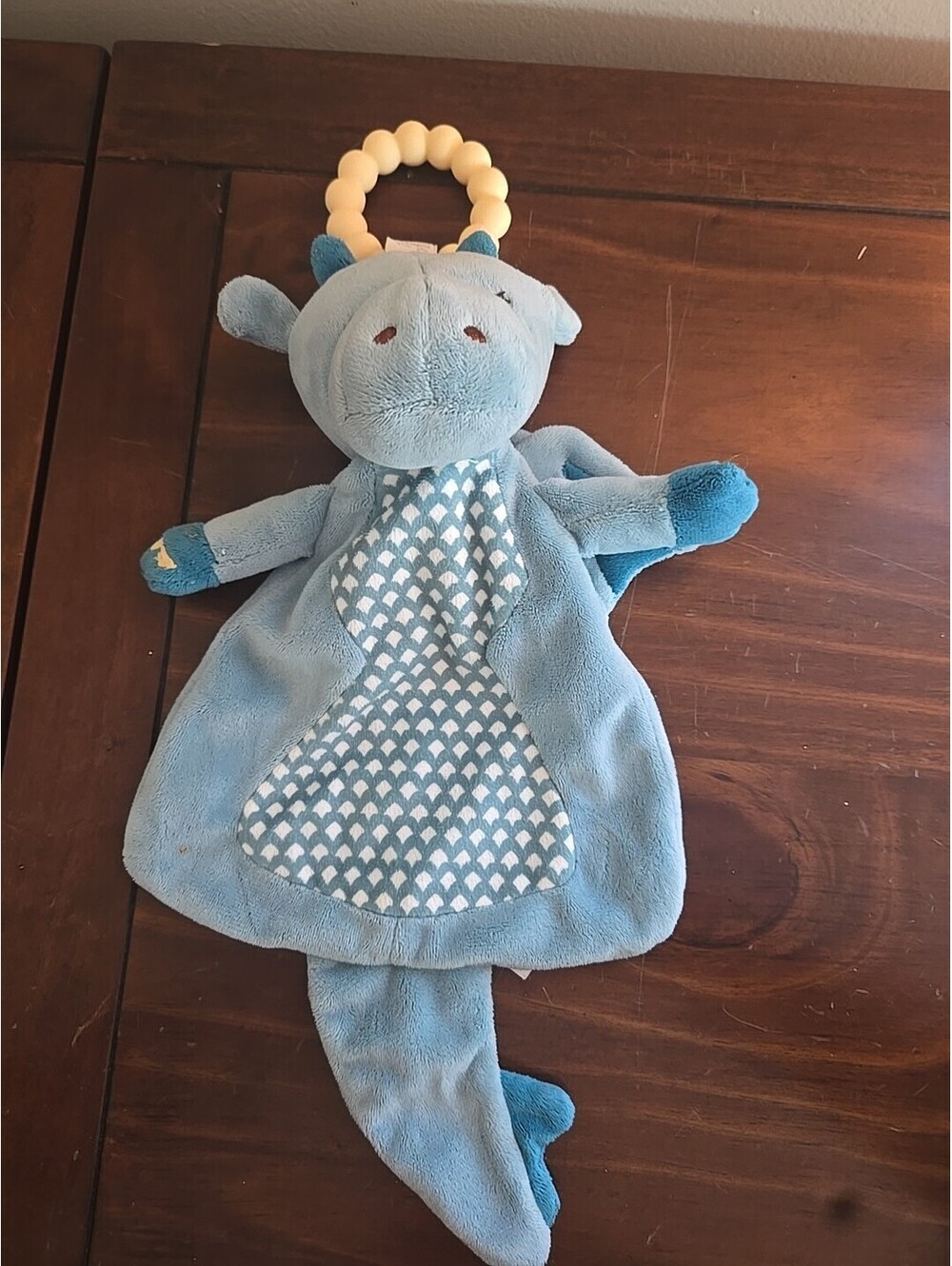 Douglas Baby Dragon Teether Plush Stuffed Animal Toy Security Blanket Blue Sleep